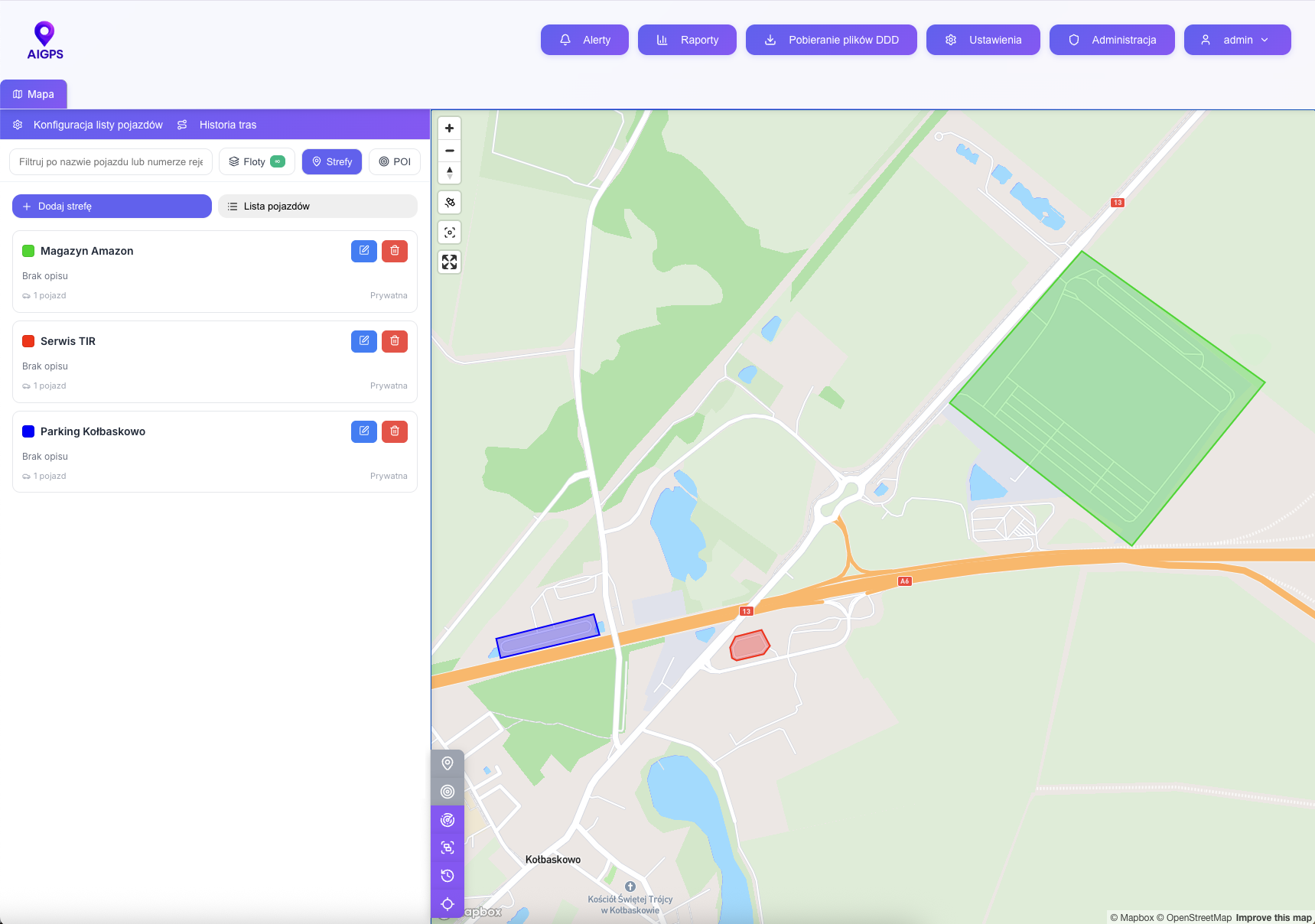 Strefy geograficzne - podgląd